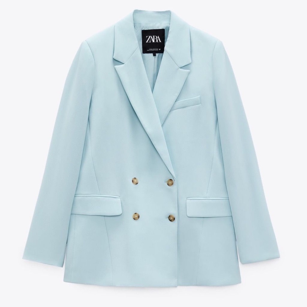 ❌SOLD❌Zara Women's Light Blue Blazer with Gold Buttons